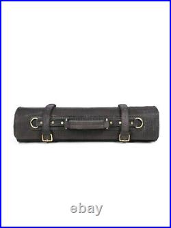 Leather Knife Roll Storage Bag 10 pocket with Tool Pouch, Chef Knife Case Roll