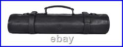 Leather Knife Roll Storage Bag, Elastic and Expandable 10 Pockets, Adjustable