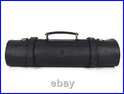 Leather Knife Roll Storage Bag, Elastic and Expandable 10 Pockets, Adjustable