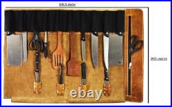 Leather Knife Roll Storage Bag, Elastic and Expandable 10 Pockets, Adjustable Leather Knife Roll Storage Bag, Elastic and Expandable 10 Pockets, Adjustable