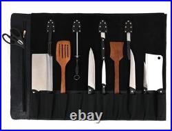Leather Knife Roll Storage Bag, Elastic and Expandable 10 Pockets, Adjustable Leather Knife Roll Storage Bag, Elastic and Expandable 10 Pockets, Adjustable