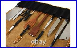 Leather Knife Roll Storage Bag, Elastic and Expandable 10 Pockets, Adjustable Leather Knife Roll Storage Bag, Elastic and Expandable 10 Pockets, Adjustable
