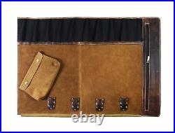 Leather Knife Roll Storage Bag, Elastic and Expandable 10 Pockets, Adjustable