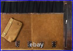 Leather Knife Roll Storage Bag, Elastic and Expandable 10 Pockets, Adjustable
