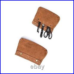 Leather Knife Roll Storage Bag, Elastic and Expandable 10 Pockets, Adjustable