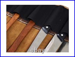 Leather Knife Roll Storage Bag, Elastic and Expandable 10 Pockets, Adjustable