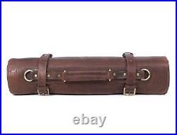 Leather Knife Roll Storage Bag, Elastic and Expandable 10 Pockets, Adjustable