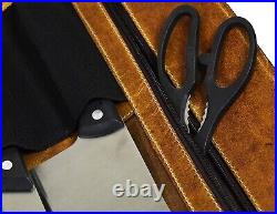 Leather Knife Roll Storage Bag, Elastic and Expandable 10 Pockets, Adjustable