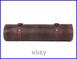 Leather Knife Roll Storage Bag, Elastic and Expandable 10 Pockets, Adjustable
