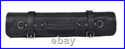 Leather Knife Roll Storage Bag, Elastic and Expandable 10 Pockets, Adjustable