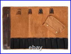 Leather Knife Roll Storage Bag, Elastic and Expandable 10 Pockets, Adjustable Leather Knife Roll Storage Bag, Elastic and Expandable 10 Pockets, Adjustable
