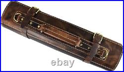 Leather Knife Roll Storage Bag, Elastic and Expandable 10 Pockets, Adjustable