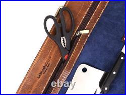 Leather Knife Roll Storage Bag Elastic and Expandable 10 Pockets Adjustable/D