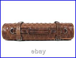 Leather Knife Roll Storage Bag Elastic and Expandable 10 Pockets Adjustable/D