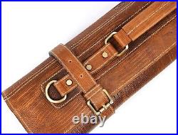 Leather Knife Roll Storage Bag Elastic and Expandable 10 Pockets Adjustable/D