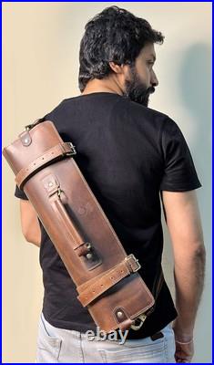 Leather Knife Roll Storage Bag Elastic and Expandable 11 Pockets with Tool Leather Knife Roll Storage Bag Elastic and Expandable 11 Pockets with Tool