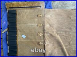 Leather Storage Bag, Expandable, 10 Pockets, Adjustable Shoulder Strap, Caramel
