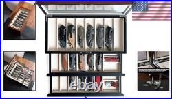Lockable Walnut Knife Storage Case with Glass Top Perfect Gift for Collectors Lockable Walnut Knife Storage Case with Glass Top Perfect Gift for Collectors