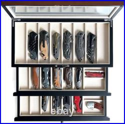 Lockable Walnut Knife Storage Case with Glass Top Perfect Gift for Collectors Lockable Walnut Knife Storage Case with Glass Top Perfect Gift for Collectors