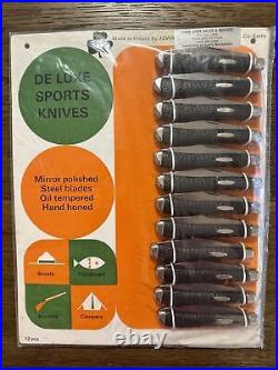 Lot Of 12 Vintage Store Display 2 Blade Stag Pocket Knives Ireland On Card NOS