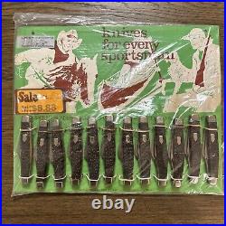 Lot Of 12 Vintage Store Display 3 Blade Stag Pocket Knives Ireland On Card NOS