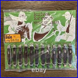 Lot Of 12 Vintage Store Display 3 Blade Stag Pocket Knives Ireland On Card NOS