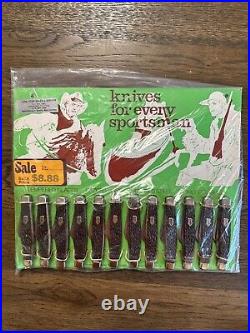 Lot Of 12 Vintage Store Display 3 Blade Stag Pocket Knives Ireland On Card NOS