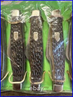 Lot Of 12 Vintage Store Display 3 Blade Stag Pocket Knives Ireland On Card NOS