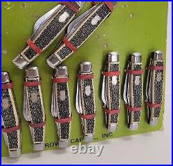 Lot Of 9 Vintage Store Display 3 Blade Stag Stockman Pocket Knives on Card NOS