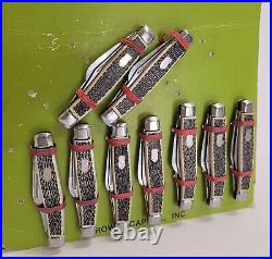 Lot Of 9 Vintage Store Display 3 Blade Stag Stockman Pocket Knives on Card NOS