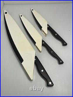Lot of 3 The Pampered Chef 8, 5, & 3 Knives with Self Sharpening Storage Cases