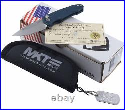 Medford Smooth Criminal Folding Knife Blue Aluminum Handle Drop Point Blade