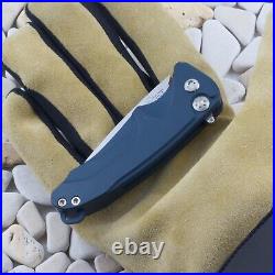 Medford Smooth Criminal Folding Knife Blue Aluminum Handle Drop Point Blade