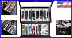 Modern Dust-Proof Knife Display Case for 15-17 Folding Knives in Walnut Finish Modern Dust-Proof Knife Display Case for 15-17 Folding Knives in Walnut Finish