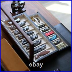 Modern Dust-Proof Knife Display Case for 15-17 Folding Knives in Walnut Finish Modern Dust-Proof Knife Display Case for 15-17 Folding Knives in Walnut Finish
