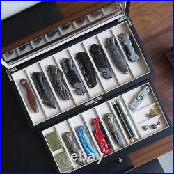 Modern Dust-Proof Knife Display Case for 15-17 Folding Knives in Walnut Finish Modern Dust-Proof Knife Display Case for 15-17 Folding Knives in Walnut Finish