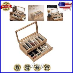 Multi-Functional Knife Display Case for Collectors Rustic Design with Drawer