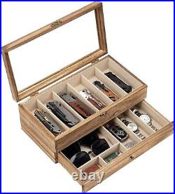 Multi-Functional Knife Display Case for Collectors Rustic Design with Drawer