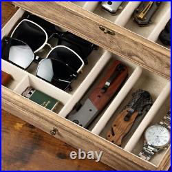 Multi-Functional Knife Display Case for Collectors Rustic Design with Drawer