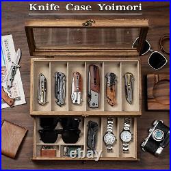 Multi-Functional Knife Display Case for Collectors Rustic Design with Drawer