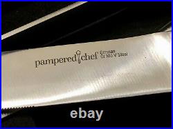 NEW! Pampered Chef Steak Knife Set with Magnetic Closure Wood Storage Case #1581