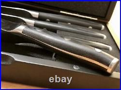 NEW! Pampered Chef Steak Knife Set with Magnetic Closure Wood Storage Case #1581
