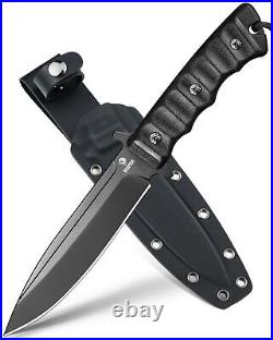 NedFoss BLACK PHOENIX Hunting Knife with Kydex Sheath, 5.5 Survival Knife, 8