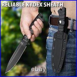 NedFoss BLACK PHOENIX Hunting Knife with Kydex Sheath, 5.5 Survival Knife, 8