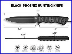 NedFoss BLACK PHOENIX Hunting Knife with Kydex Sheath, 5.5 Survival Knife, 8