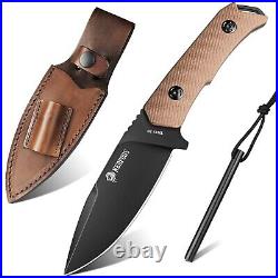 NedFoss BOAR Fixed Blade Survival Knife with Fire Starter and Leather Sheath