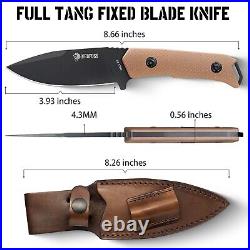 NedFoss BOAR Fixed Blade Survival Knife with Fire Starter and Leather Sheath