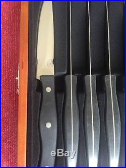 New Chicago Cutlery 8 Piece Steak Knife Set Black With Wooden Storage Case