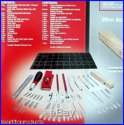 New Craft & Hobby Xacto Knife Blade Tool Set with Cutting Mat & Wood Storage Case