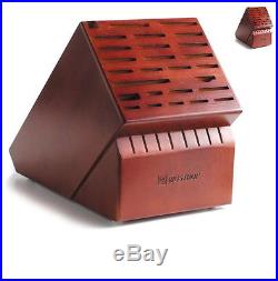 New Kitchen Dark Brown Hardwood Knife Block Storage Case Display with 35 Slots